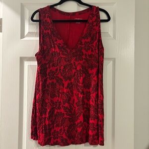 🆕 New Without Tags - Elegant Lane Bryant Red & Black Lace Print Top